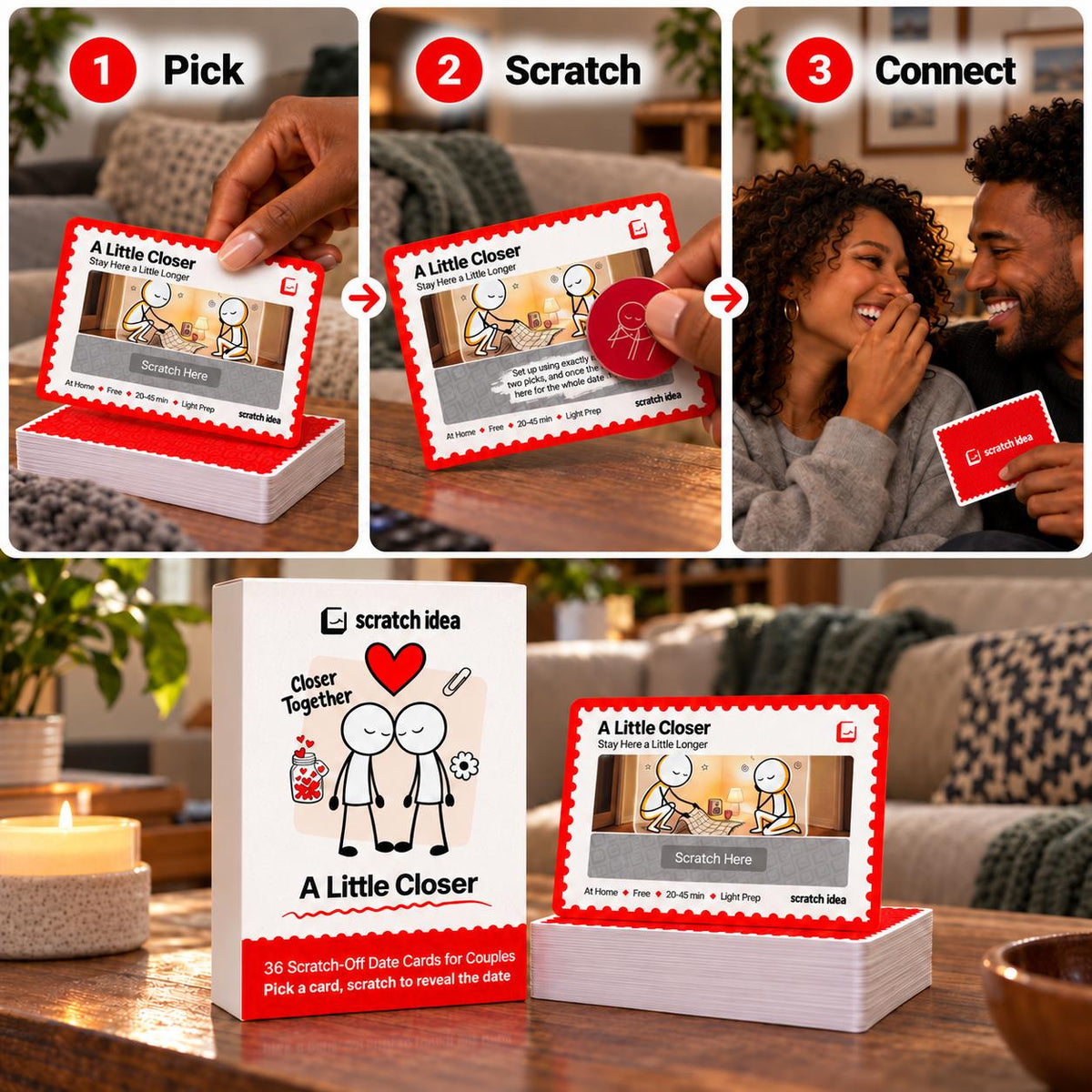 Pick, scratch, connect: how A Little Closer date cards work