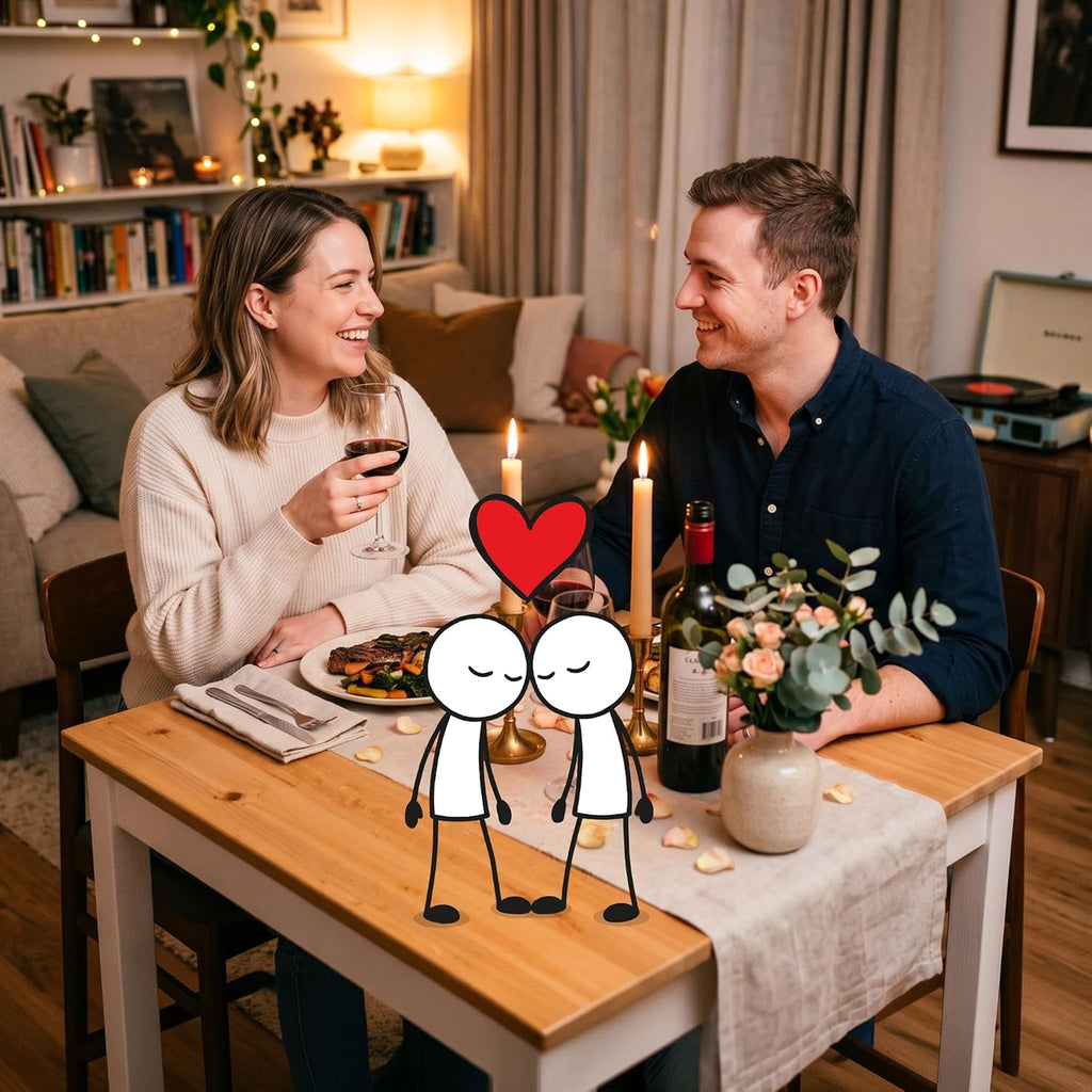Couple talking over dinner on an A Little Closer date