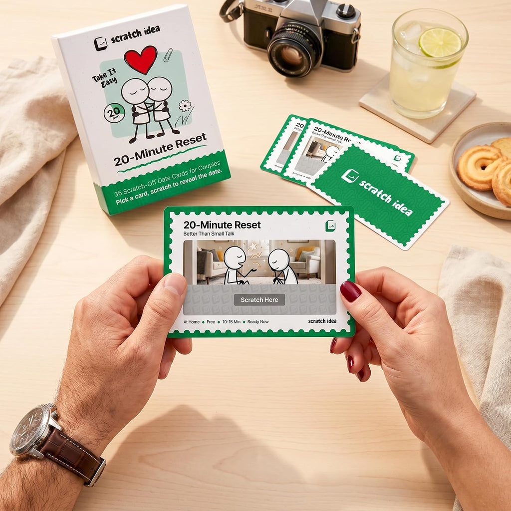 Reading a 20-Minute Reset card at the table