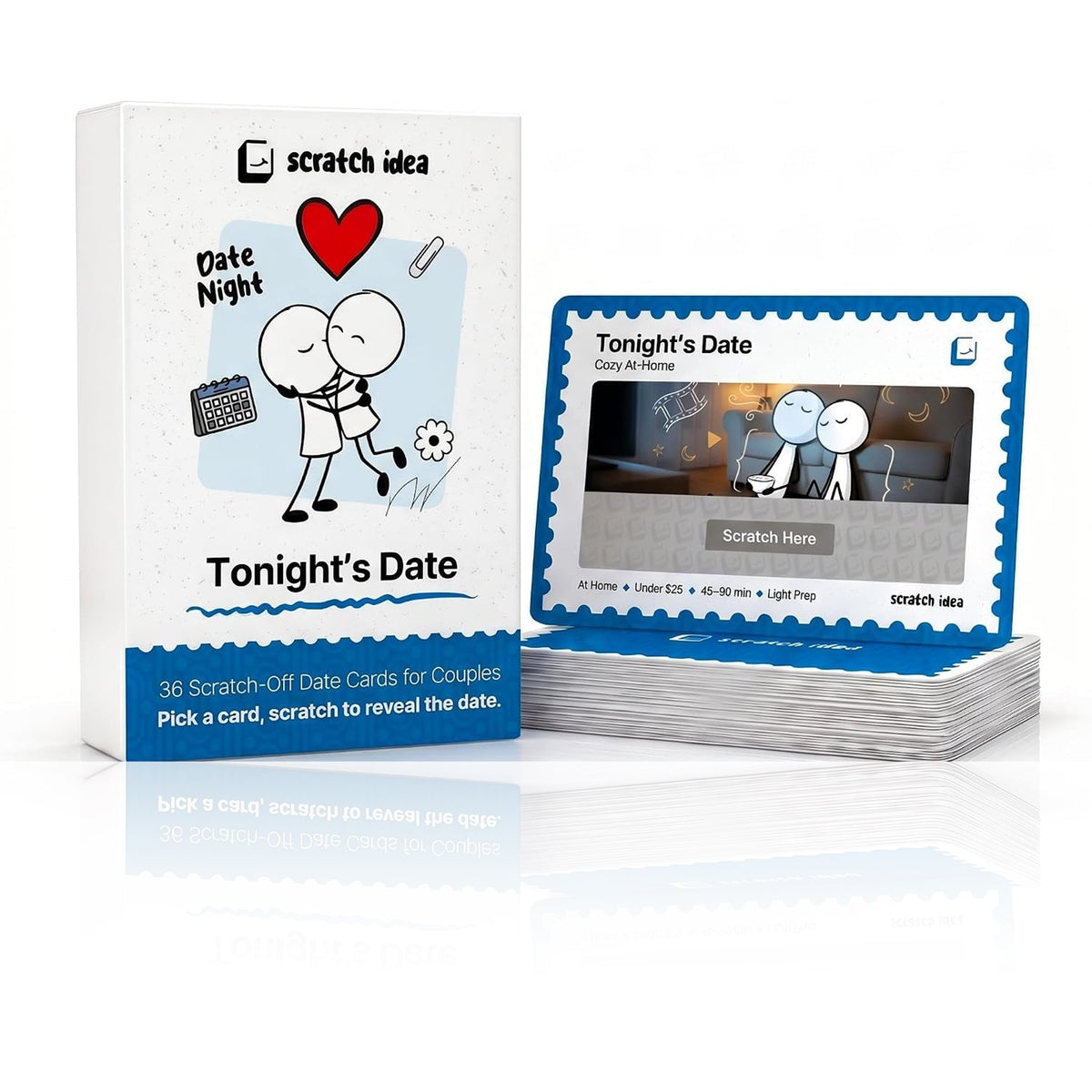 Tonight's Date box beside a stack of scratch-off date cards