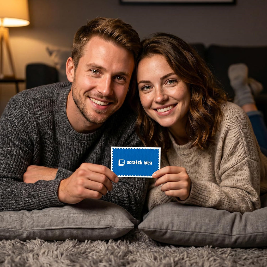 Smiling couple holding a Tonight's Date card