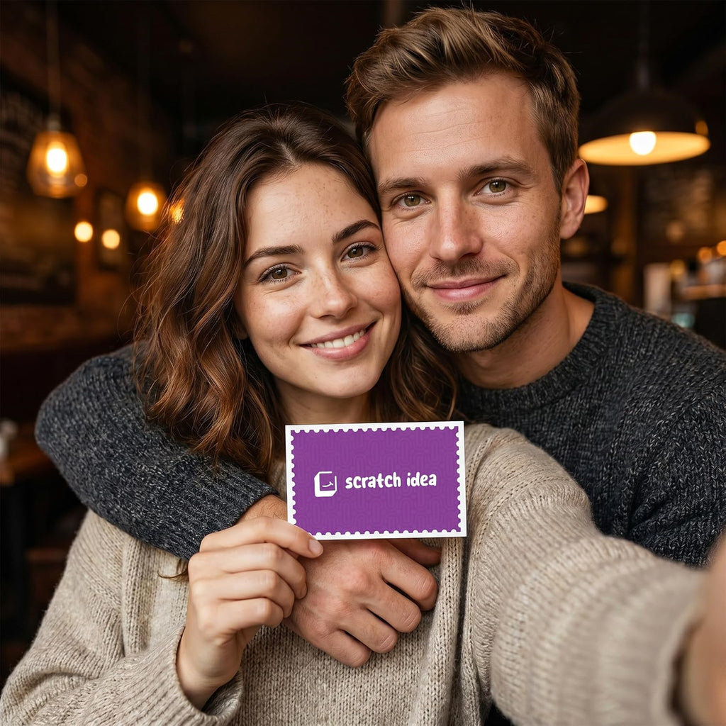 Smiling couple holding an Under $25 Tonight card