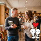 Couple browsing a bookstore on an Under $25 Tonight date