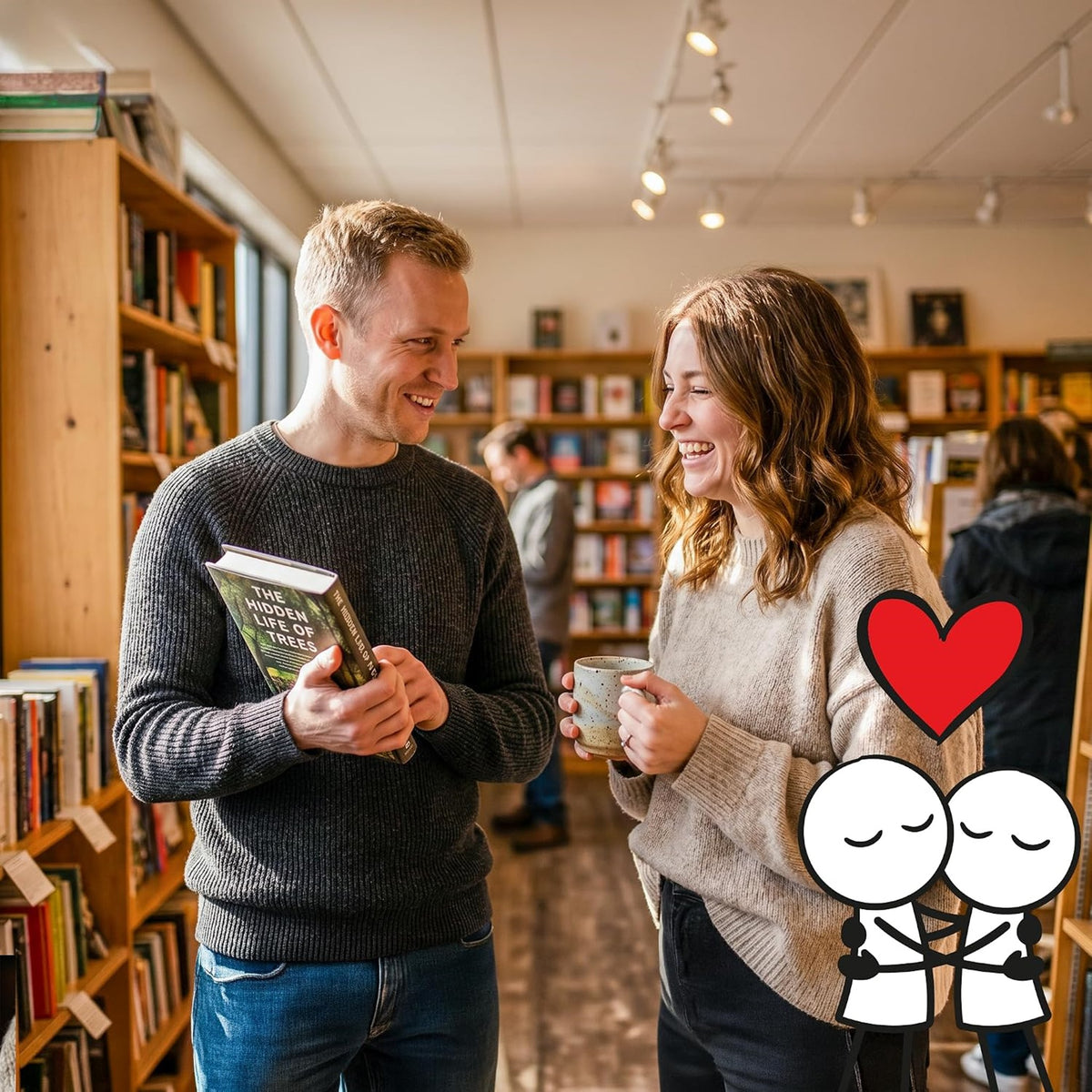 Couple browsing a bookstore on an Under $25 Tonight date