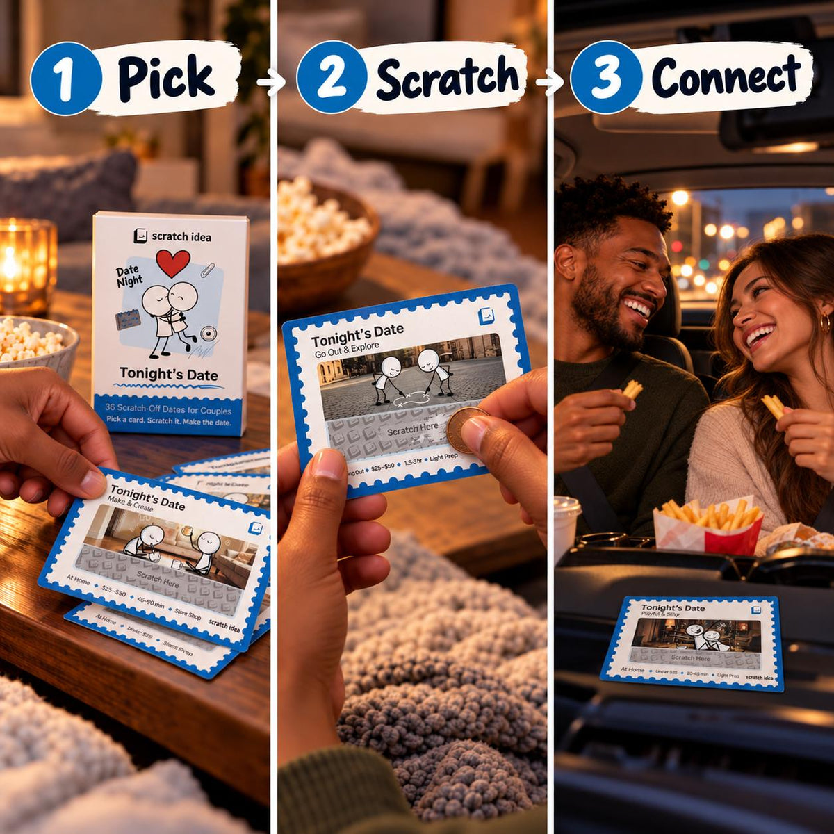 How Tonight's Date works: pick, scratch, connect